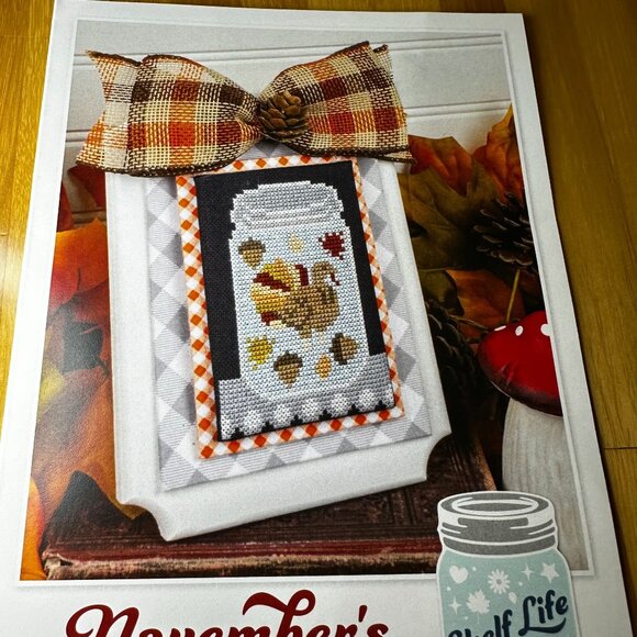November Turkey Shelf Life Cross Stitch Pattern Kit Its Sew Emma Monthly Jar - Picture 2 of 3